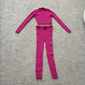 Naked Wardrobe Women's Pink Ribbed Knit Set in a size Small!
